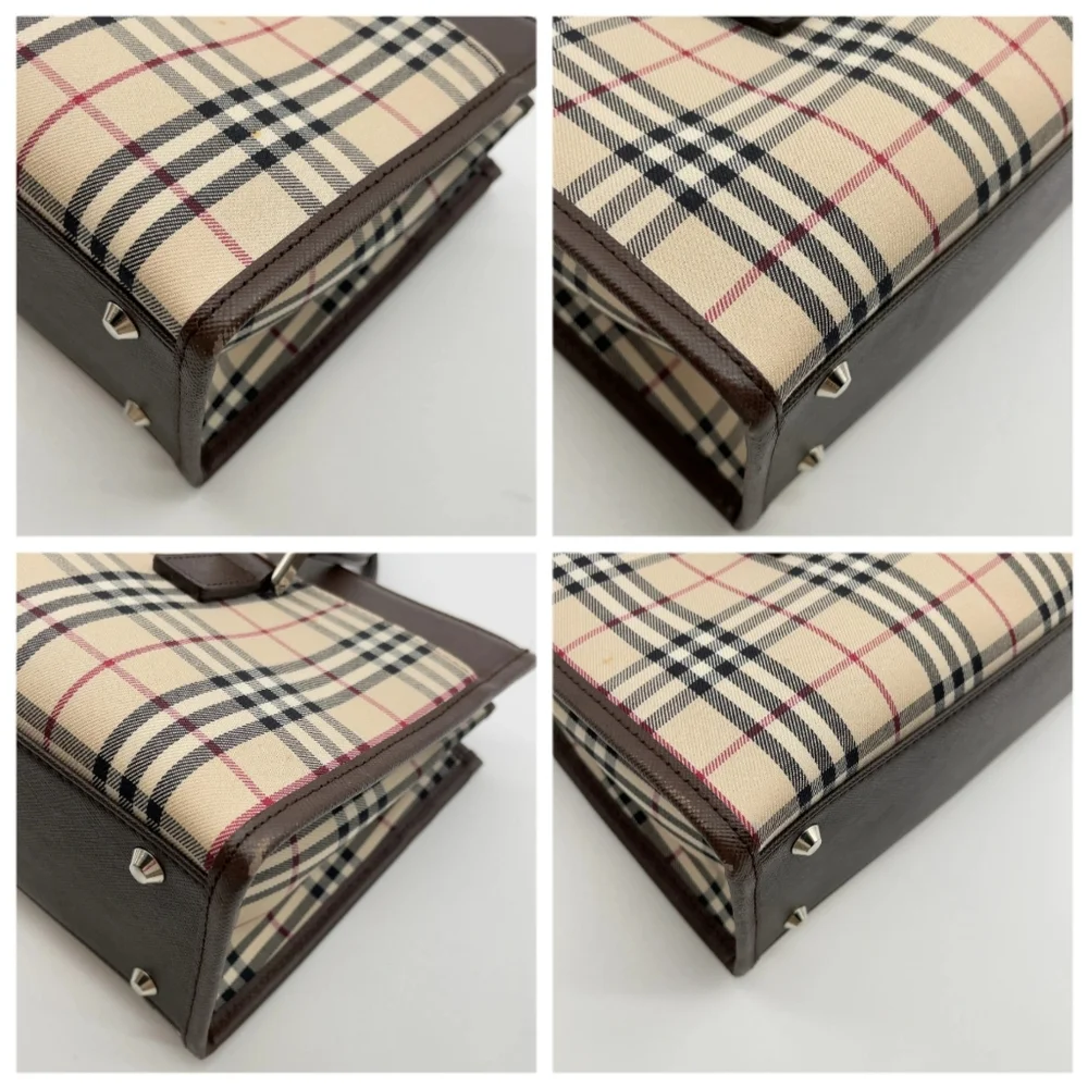 SALE! Authentic Burberry Nova Check Leather Beige/Brown Handbag W/DB - Picture 6 of 14